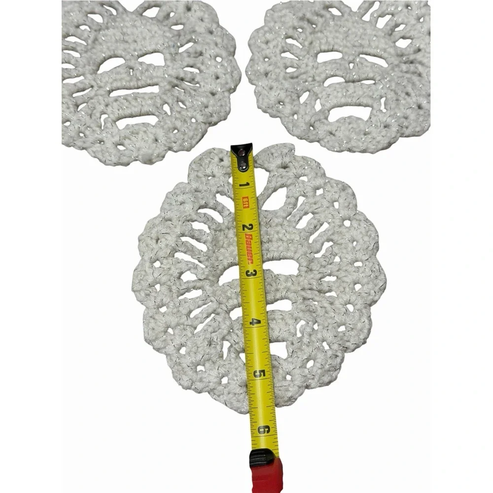 Handmade Crochet Coasters SKULLS white set of 3